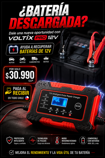 VOLTIX PRO 12V™-CARGADOR REPARADOR INTELIGENTE DE BATERIAS
